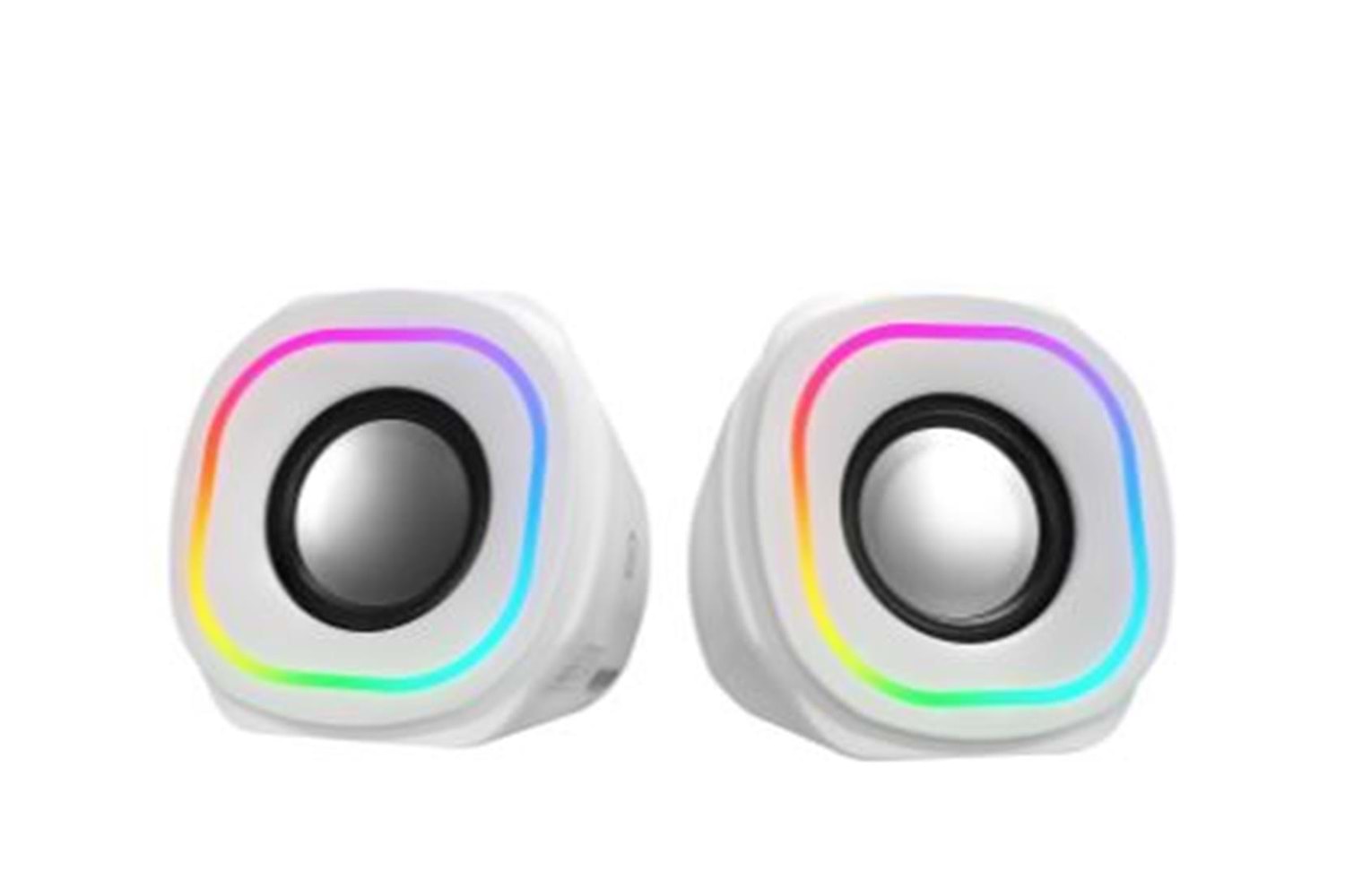 Mikado MD-180 2.0 3W-2 Beyaz RGB Aydınlatmalı USB + 3.5mm USB 5V Speaker Hoparlör