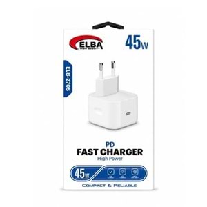 Elba ELB-2705 45W Beyaz Usb-C Ev Şarj Kafa 