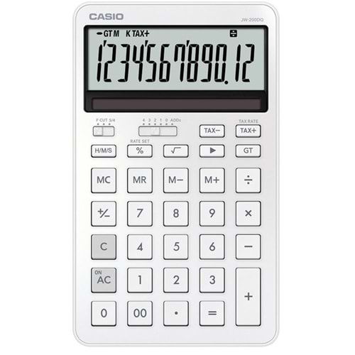 Casio JW-200DQ-WE 12 Hane İpeksi Beyaz Masa Üstü Hesap Makinesi
