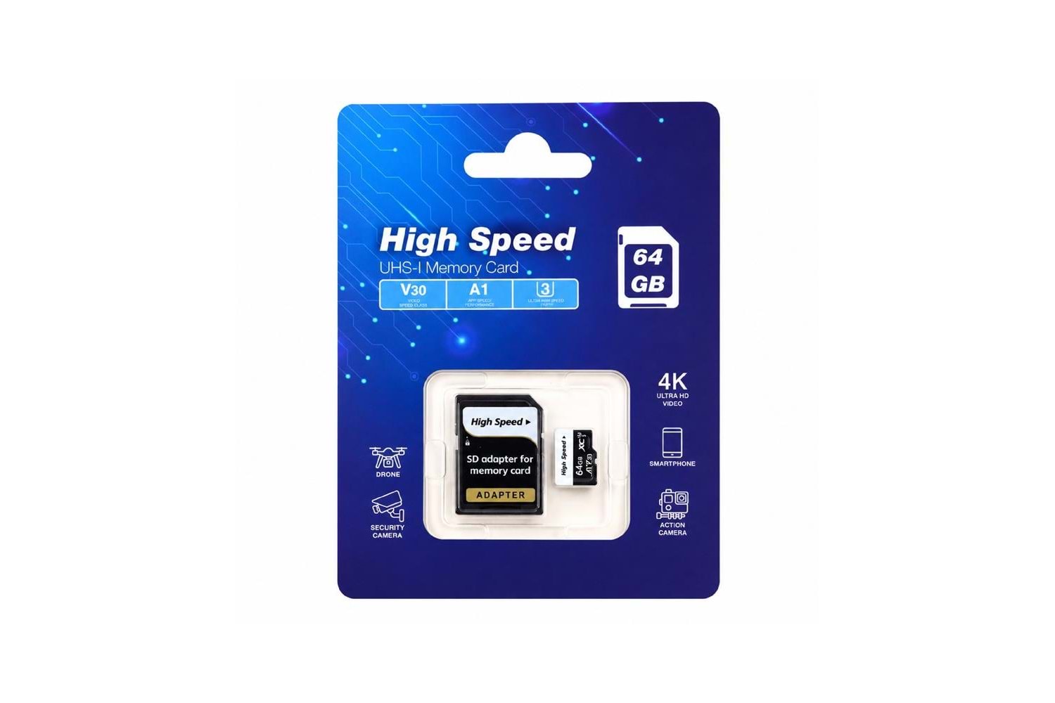ELBA High Speed 64GB A1 V30 U3 Micro Hafıza Kartı Class10 