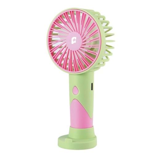 Feny FN-F20 Yeşil-Pembe Kademeli Ultra Sessiz Şarjlı Taşınabilir 500Mah Mini El Fanı