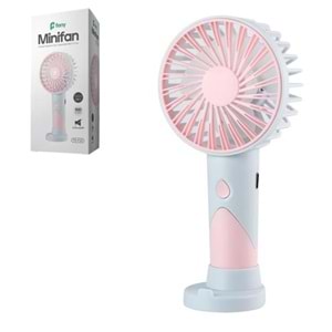 Feny FN-F20 Pembe-Açık Mavi Kademeli Ultra Sessiz Şarjlı Taşınabilir 500Mah Mini El Fanı