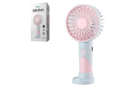Feny FN-F20 Pembe-Açık Mavi Kademeli Ultra Sessiz Şarjlı Taşınabilir 500Mah Mini El Fanı