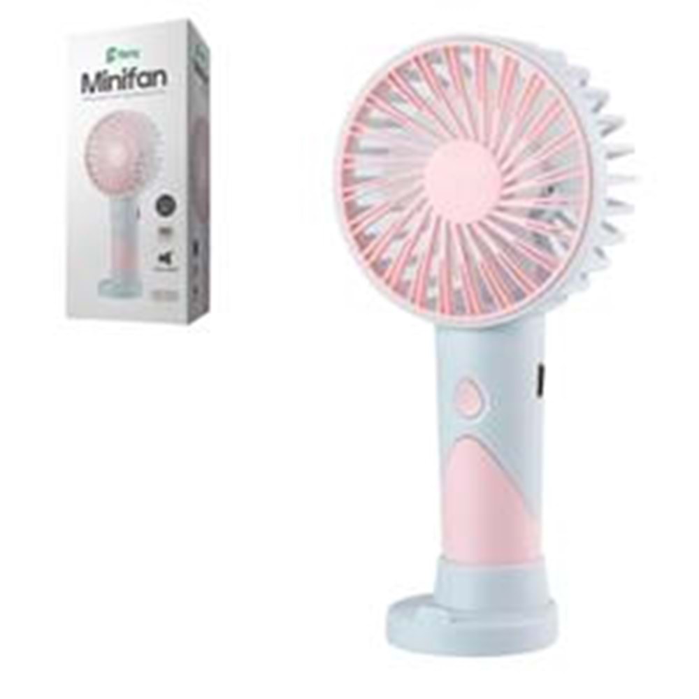 Feny FN-F20 Pembe-Açık Mavi Kademeli Ultra Sessiz Şarjlı Taşınabilir 500Mah Mini El Fanı