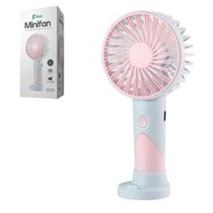 Feny FN-F20 Pembe-Açık Mavi Kademeli Ultra Sessiz Şarjlı Taşınabilir 500Mah Mini El Fanı
