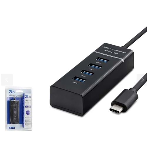 HADRON HDX7045 Type-C 3.0 Hub 4 Port 5 Gbps Siyah