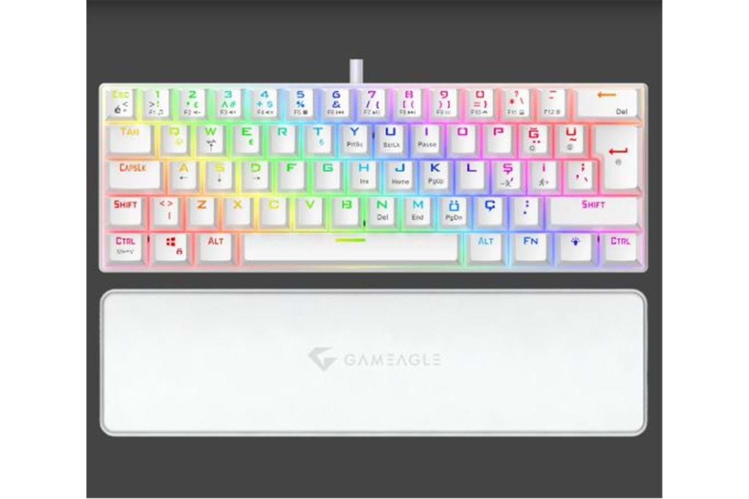 Gameagle GE2021 Helıos RGB Kablolu Tr Layout Mekanik Beyaz Oyuncu Klavyesi 
