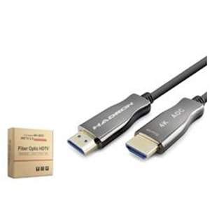 HADRON HDX2055 Fiber Optik HDMI 2.0 Kablo 4K 60 Hz 10 m Siyah Gri