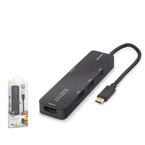 iETOP TUH305 Type-C 3.2 Gen1 Combo Hub PD HDMI 4K 5 Port 5 Gbps Siyah