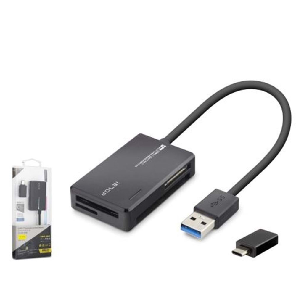 iETOP C313 USB Type-C 3.2 Gen1 All in One Kart Okuyucu CF SD MicroSD MS 5 Gbps Siyah