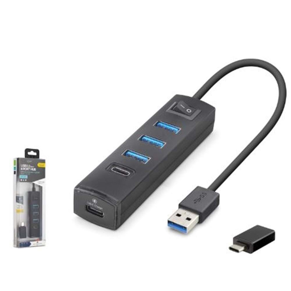 iETOP TU359 USB Type-C 3.2 Gen1 Anahtarlı Hub 4 Port 5 Gbps Siyah