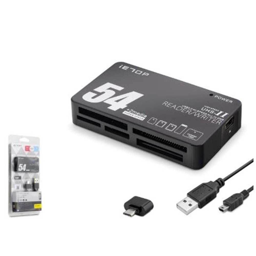 iETOP TC209 USB Type-C All in One Kart Okuyucu SD MicroSD MMC MS 480 Mbps Siyah