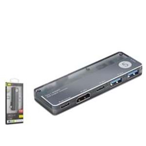 iETOP TUH353 Type-C 3.1 Gen1 Combo Hub PD HDMI 4K 5 Port 5 Gbps Alüminyum Gri