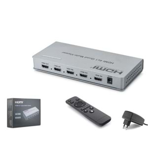HADRON HDX1436 HDMI Quad Multi Viewer Kumandalı 4 Giriş 1 Çıkış Gri