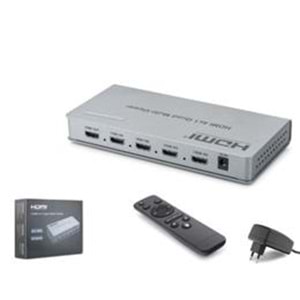 HADRON HDX1436 HDMI Quad Multi Viewer Kumandalı 4 Giriş 1 Çıkış Gri