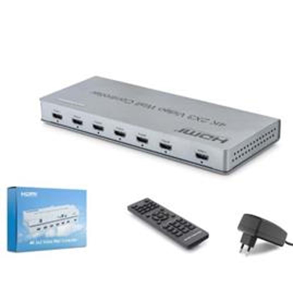 HADRON HDX1435 HDMI Video Wall Controller Kumandalı 4K 6 Ekran Gri