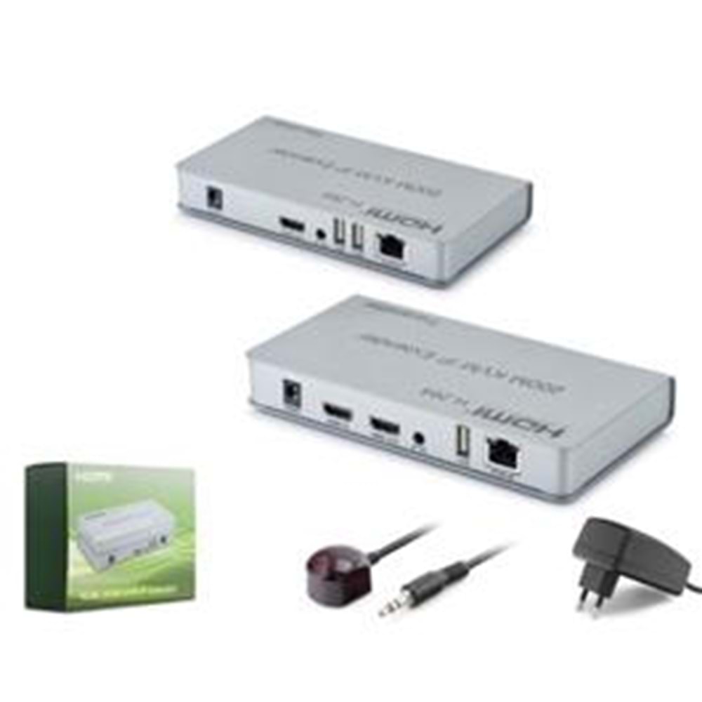 HADRON HDX1424 HDMI KVM IP Extender H.264 Loop Out IR 1080p 60 Hz 200 m Gri