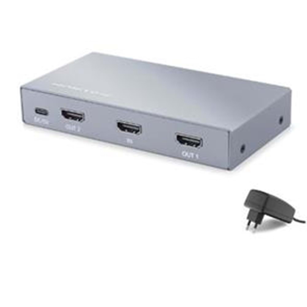 HADRON HDX1431 HDMI Splitter EDID 8K 60 Hz 1 Giriş 2 Çıkış Gri