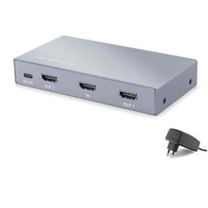 HADRON HDX1431 HDMI Splitter EDID 8K 60 Hz 1 Giriş 2 Çıkış Gri