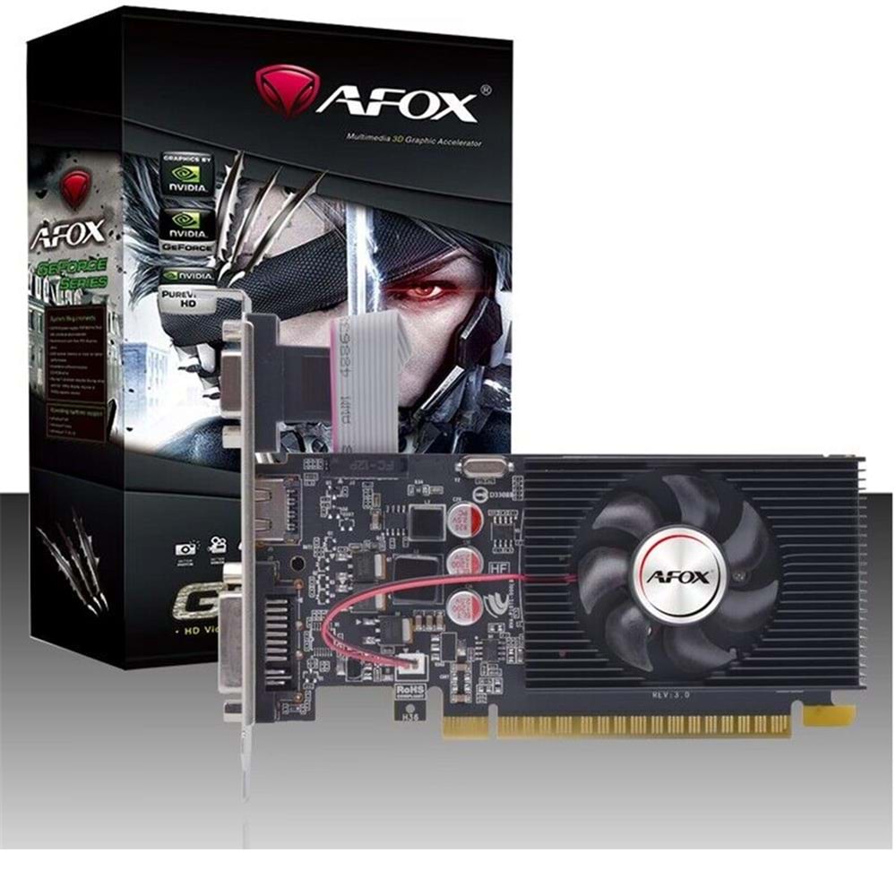 Afox Geforce Gt240 1gb Ddr3 128bit AF240-1024D3L2-V2 DVI HDMI VGA LP Single Fan Ekran Kartı