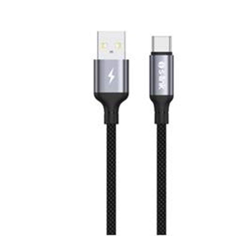 S-link Armor UC-01 12W 1.2m USB to Type-C PD Örgülü Metal Başlıklı Siyah Hızlı Şarj Kablosu