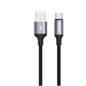 S-link Armor UC-01 12W 1.2m USB to Type-C PD Örgülü Metal Başlıklı Siyah Hızlı Şarj Kablosu