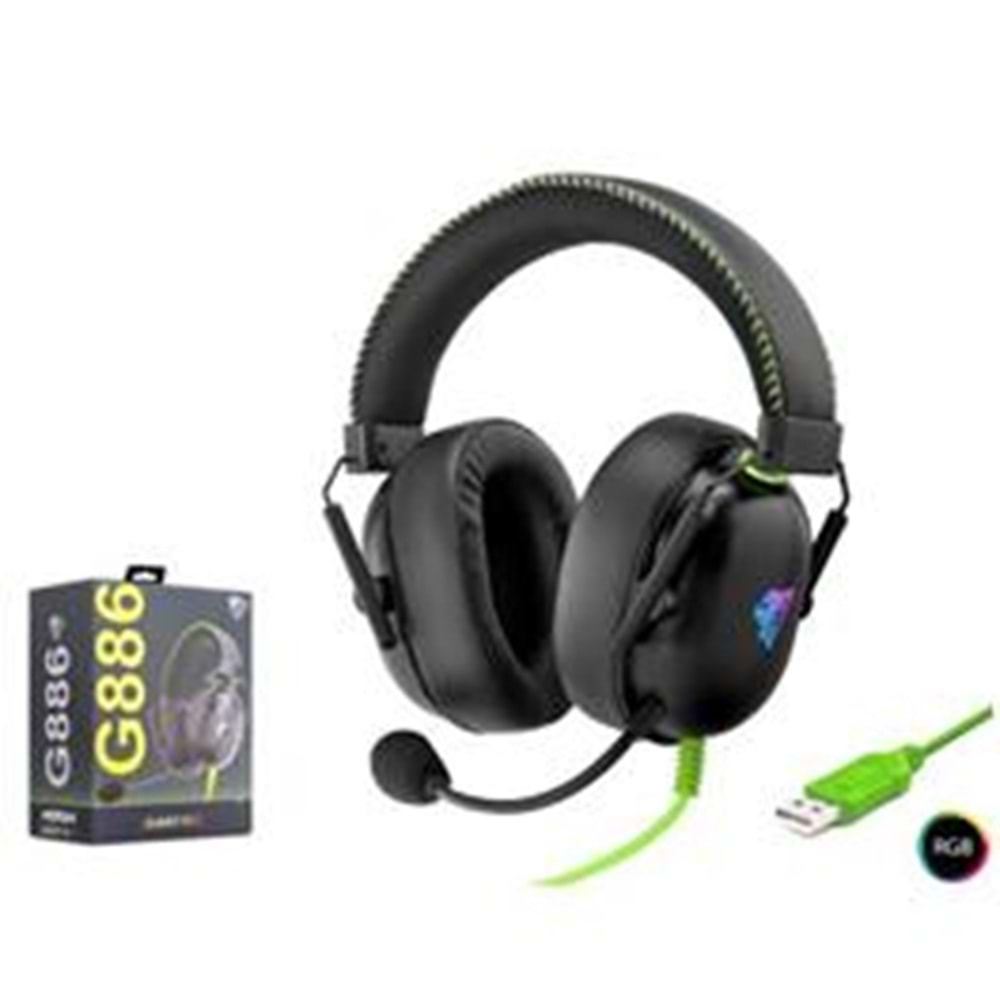 MOFAN G886 USB RGB 7.1 Surround Over-Ear Mikrofonlu Gaming Kulaklık Siyah