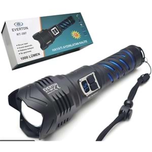 Everton RT-397 Metal Fener 1000 lümen Şarjlı 50W Su Geçirmez (Parlaklık Ayarl ) Led Gösterge