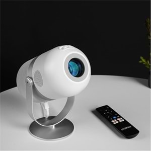 Everest PJ09 Beyaz Mini Taşı 1280-720P 4500 Lüm 150 ANSIL Android 9.0 Ekran Yansıtma HD Projek