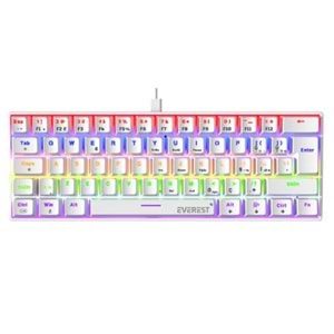 Everest Amber Beyaz Type-C Bağlantılı RGB Ledli Mekanik Gaming Oyuncu Klavye Q Red Switch