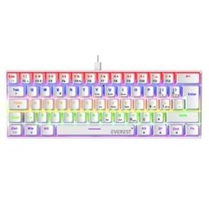 Everest Amber Beyaz Type-C Bağlantılı RGB Ledli Mekanik Gaming Oyuncu Klavye Q Red Switch