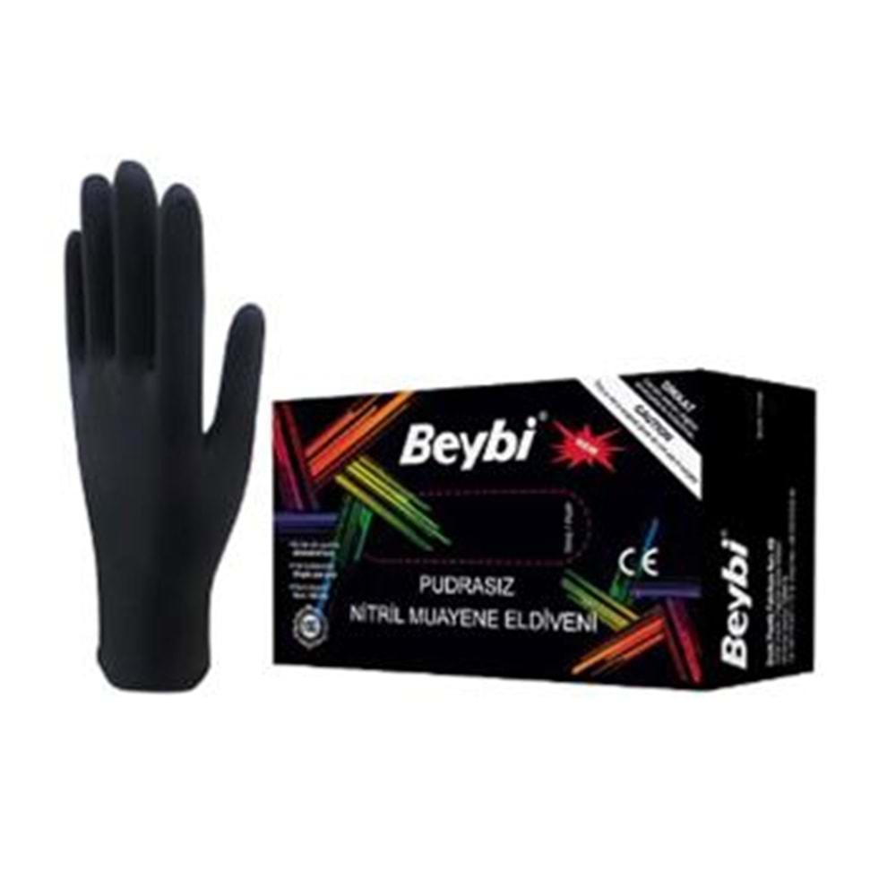 Beybi Muayene Nitril Siyah Small Pudrasız Eldiven 100lü 