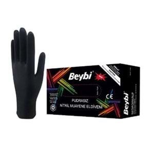 Beybi Muayene Nitril Siyah Medıum M beden Beden Pudrasız Eldiven 100lü 