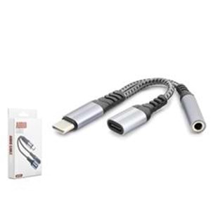 HADRON GJ014 Type-C 3.5 mm Şarj Ses Ayırıcı Kablo Siyah