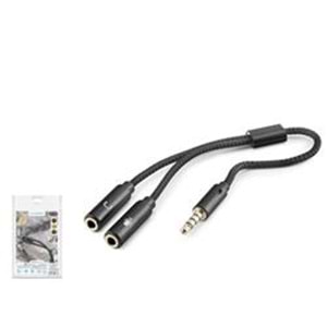 HADRON HDX1083 3.5 mm Kulaklık Mikrofon Ayırıcı Kablo 23 cm Siyah