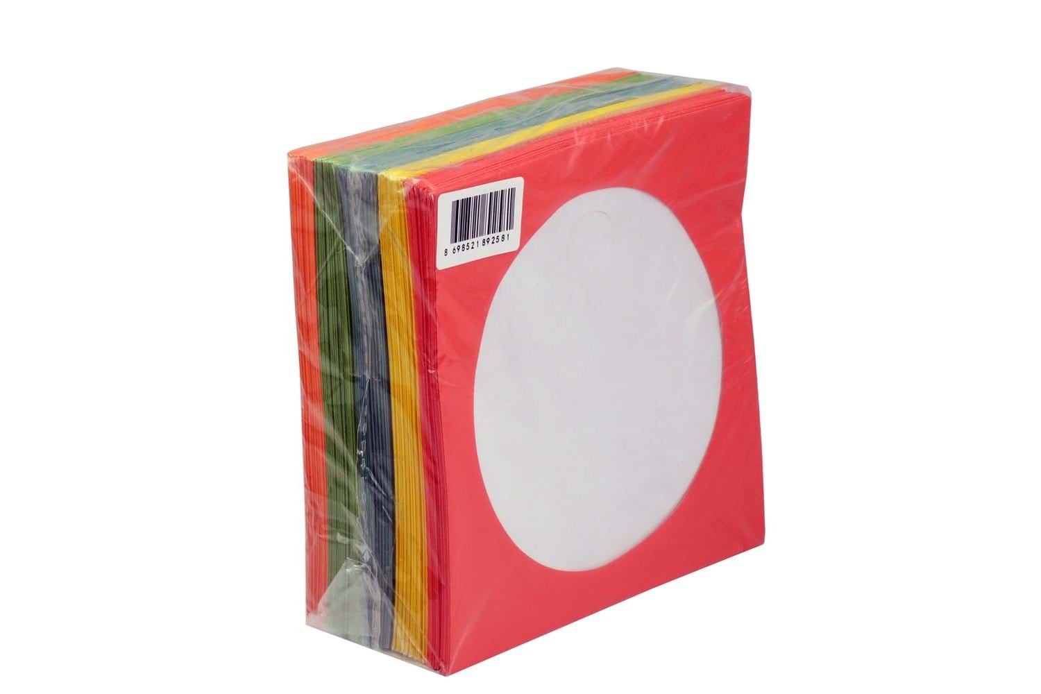 CD&DVD Zarfı Renkli 80gr 100 lü Paket Pencereli (Kırmızı,Sarı,Yeşil,Mavi,Turuncu)