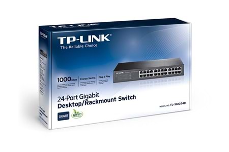 Tp-Link TL-SG1024D 24 Port 10-100-1000 Mbps Switch Çelik Kasa Rack Mount
