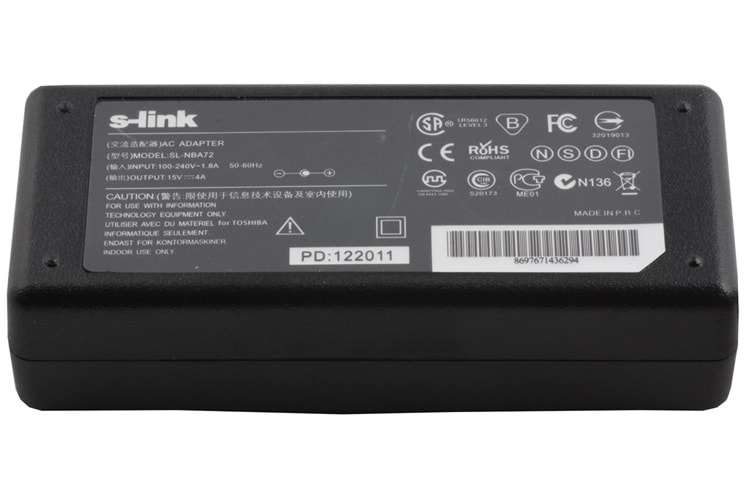S-link SL-NBA72 60w 15v 4a 6.3-3.0 Notebook Adaptörü
