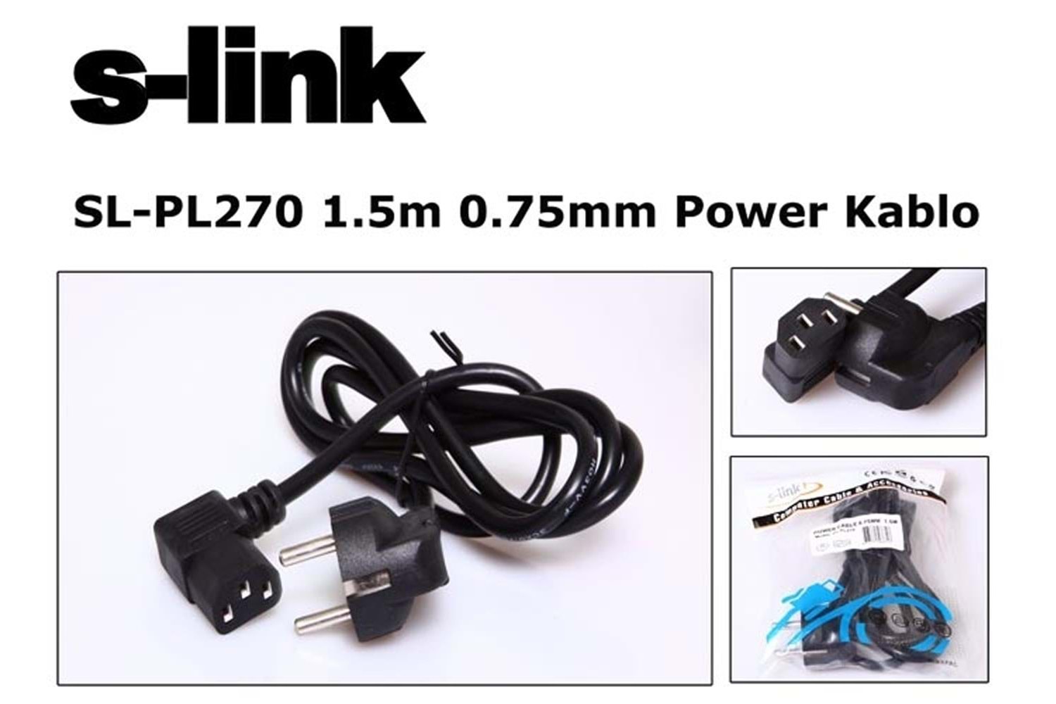 S-link SL-PL270 1.5mt 0.75mm L Power Elektrik Kablosu
