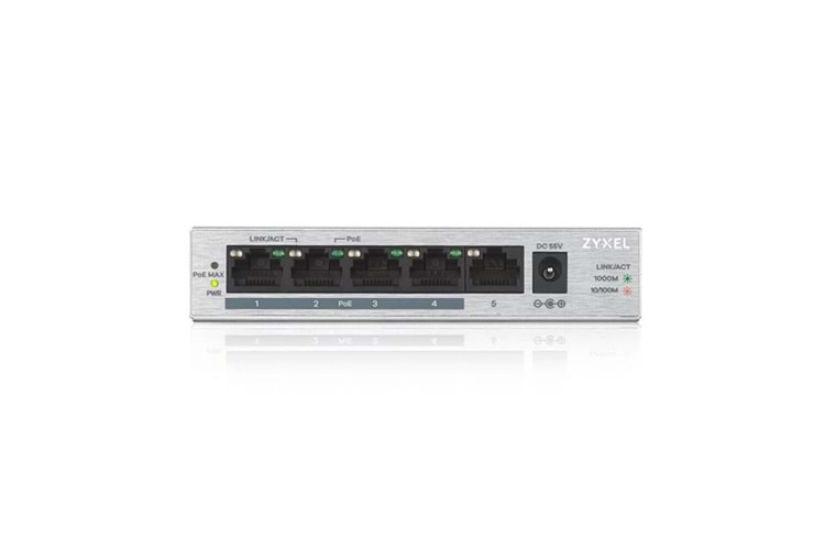 ZyXEL 5port PoE 4port 60w Gigabit Yönetilemez Switch GS-1005HP