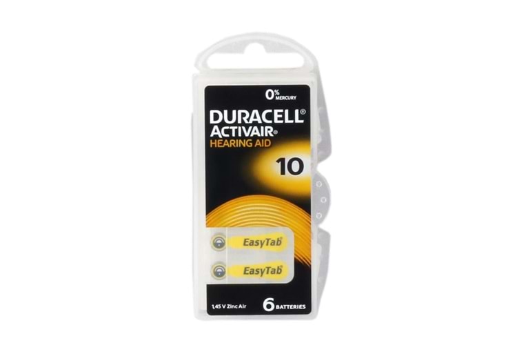 Duracell 10 Numara Düğme Kulaklık Pili İşitme Cihazı İçin 6'lı Paket