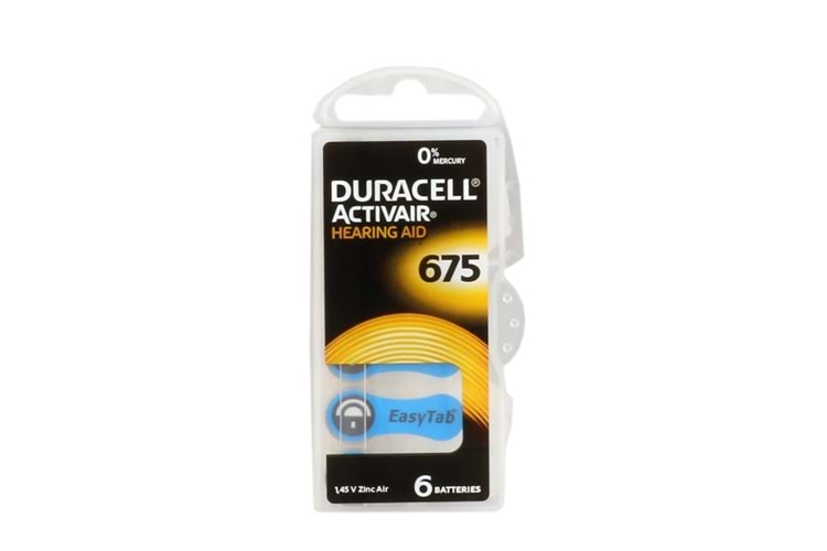 Duracell 675 Numara Düğme Kulaklık Pili İşitme Cihazı İçin 6'lı Paket