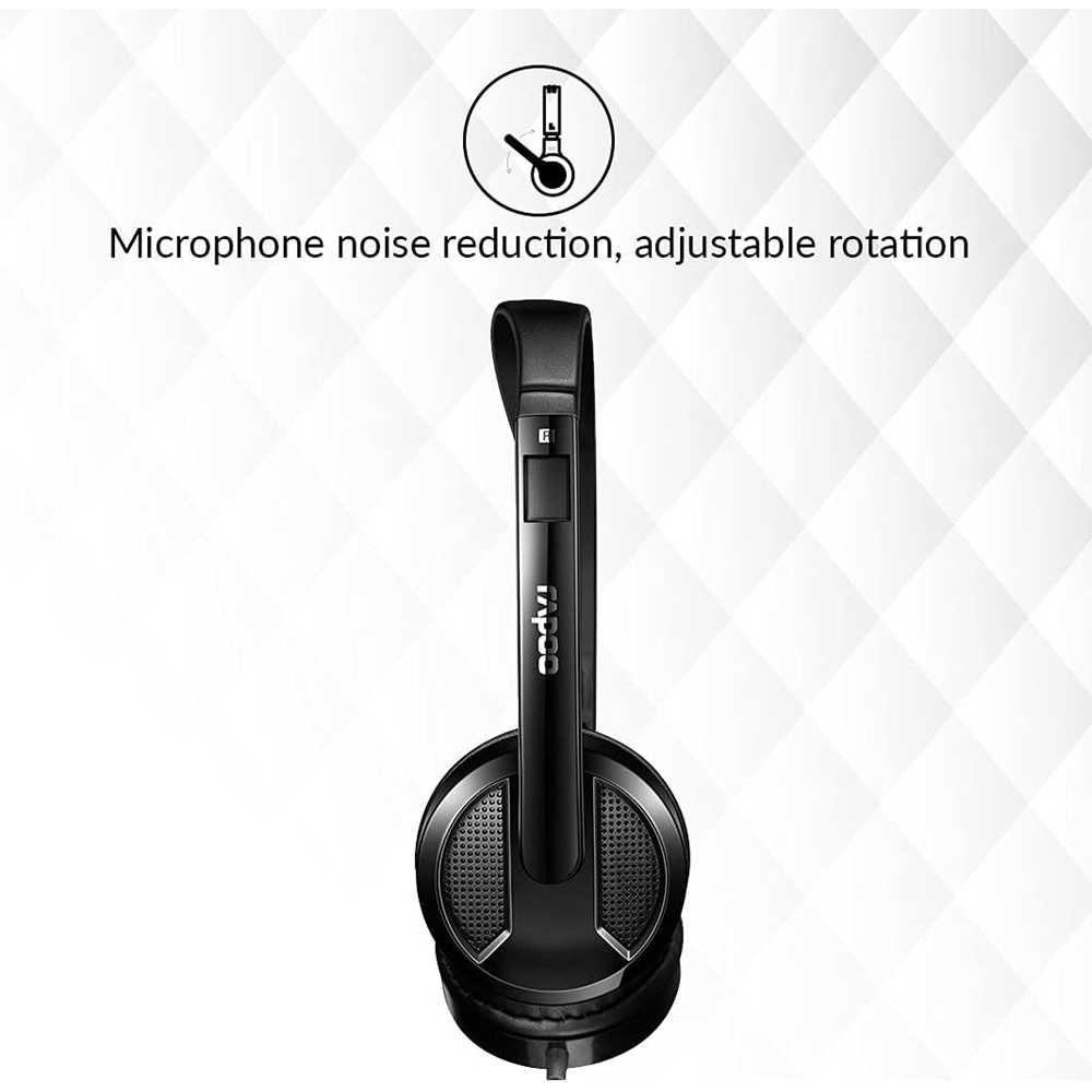 RAPOO H100 Kablolu Kulak Üstü Kulaklık - Mikrofonlu - 3.5mm - Siyah