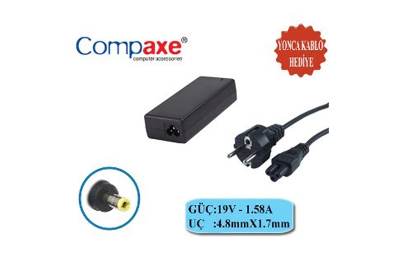 Compaxe CNH-158 Hp 30w 19v 1.58a 4.8 1.7 Notebook Adaptörü