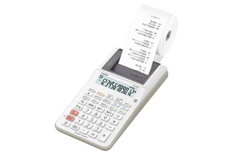 Casio HR-8RC-WE 12 Hane Beyaz Şeritli Hesap Makinesi