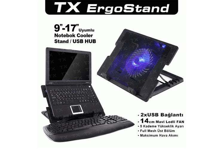 TX ACNBERGST ErgoStand 14cm Led Fan'lı 5 KademeLİ 2xUsb 9