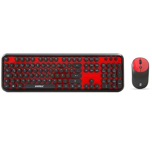 Everest Round KM-6282 Siyah Kırmızı Kablosuz QMultimedia Klavye + Mouse Set