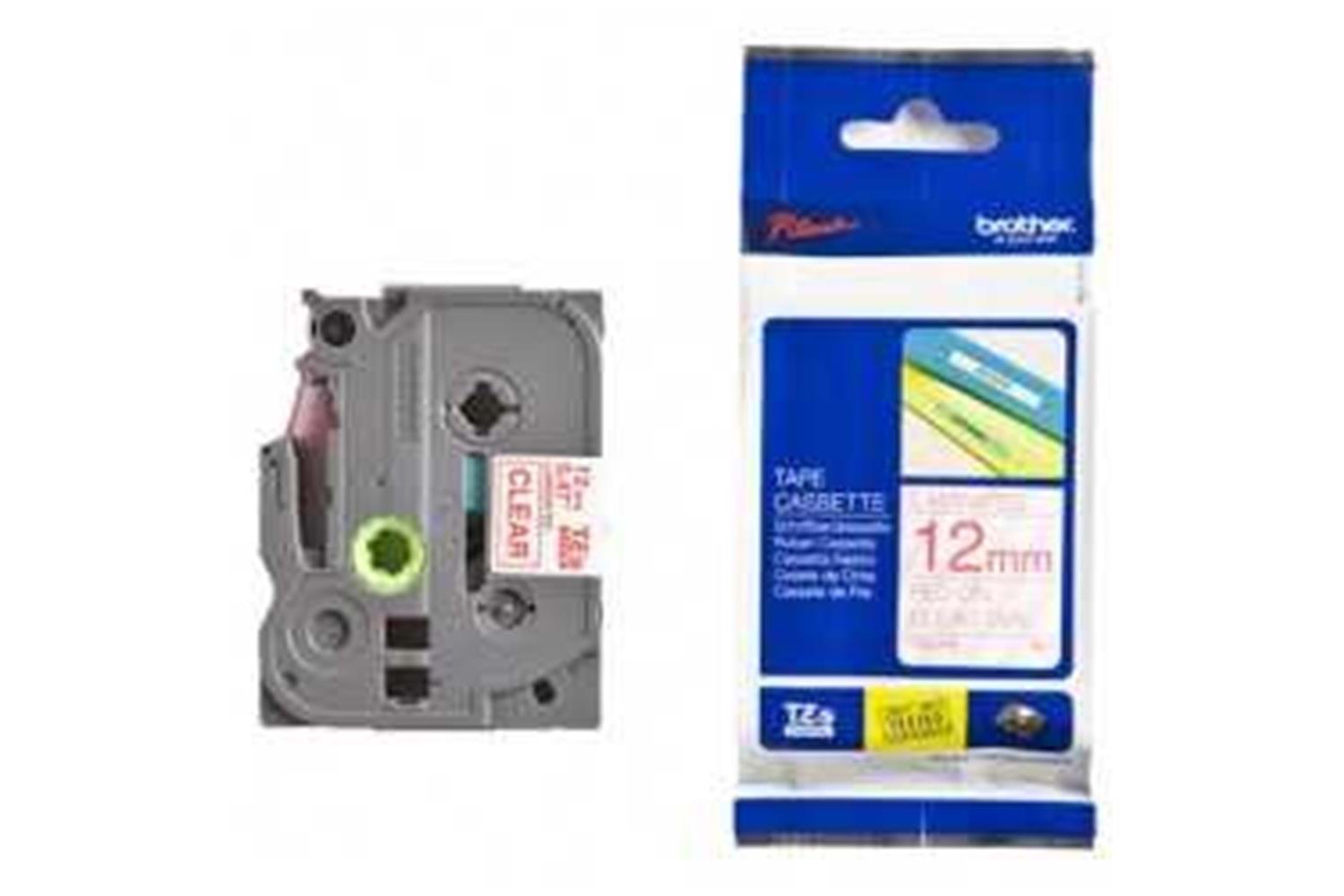 Brother TZE-132 12 mm Şeffaf Üzeri Kırmızı Laminasyonlu Etiket