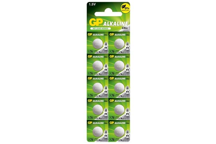GP GPA76-2C10 LR44 Alkalin Düğme Pil 10'lu Paket 