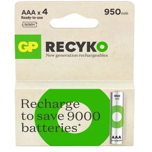 GP AAA 950 mAh Şarjlı İnce Kalem Pil 4'lü Paket GP100AAHCEMTR-4LÜ